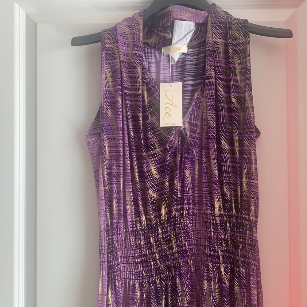 Purple and gold summer evening dress